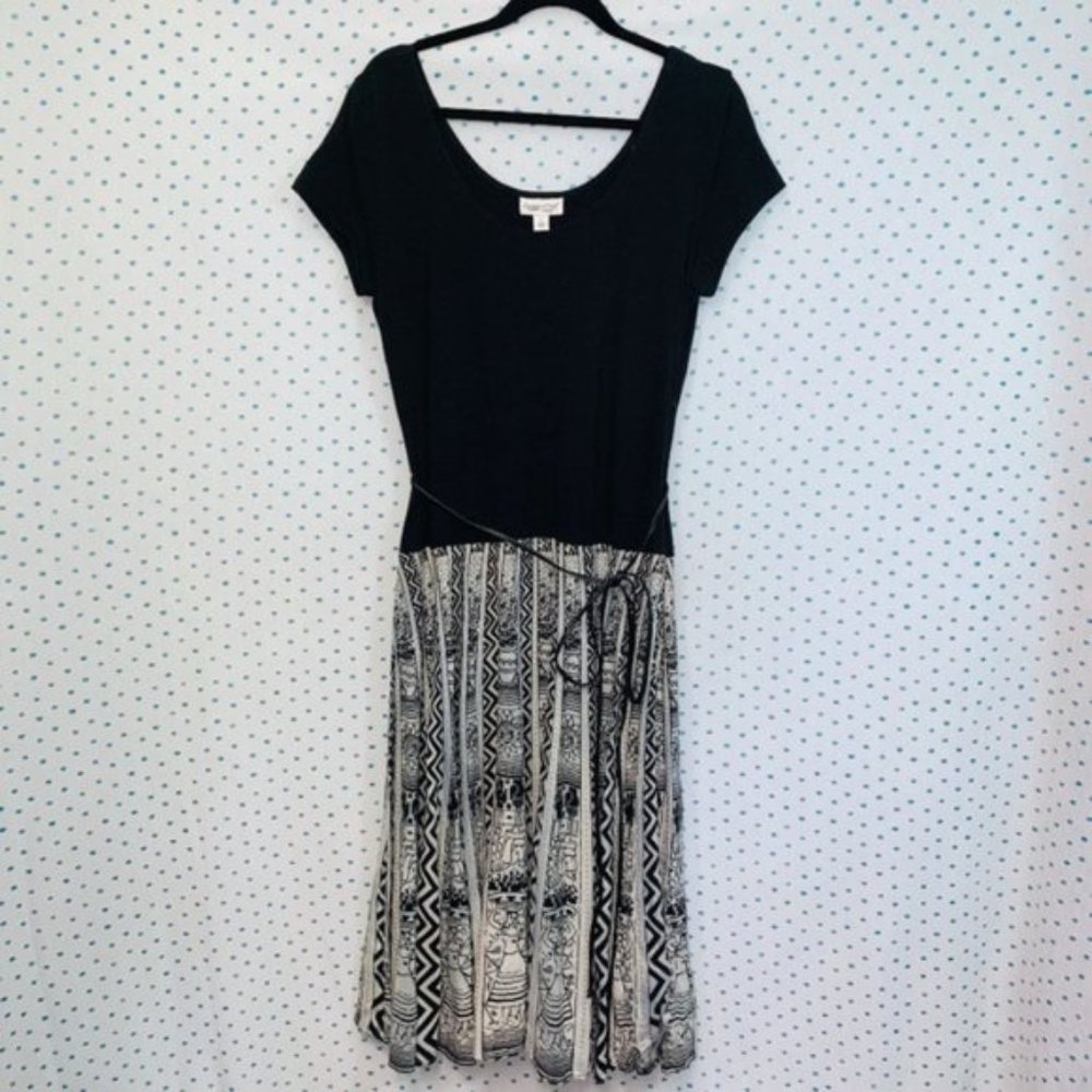 Coldwater Creek Black & White Boho Short Sleeve Maxi Dress